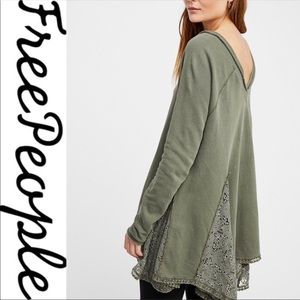 Free People NWOT Lace Cutout Sweatshirt Tunic
